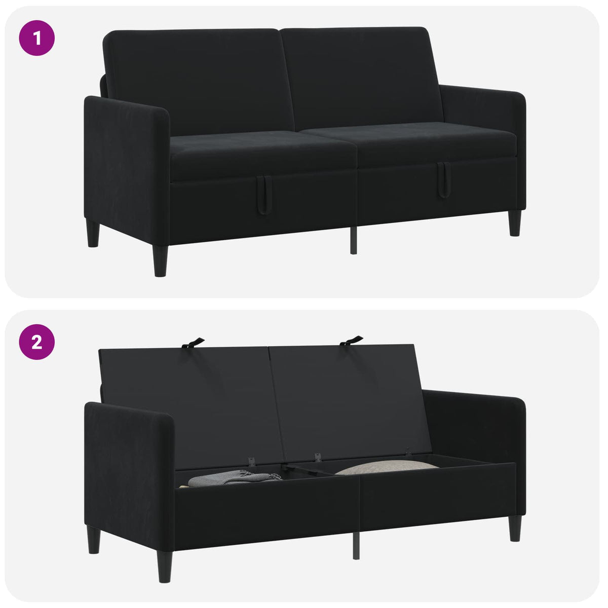 Sofa avec rangement Noir 172 x 78 x 87 cm Polyester - XIOS