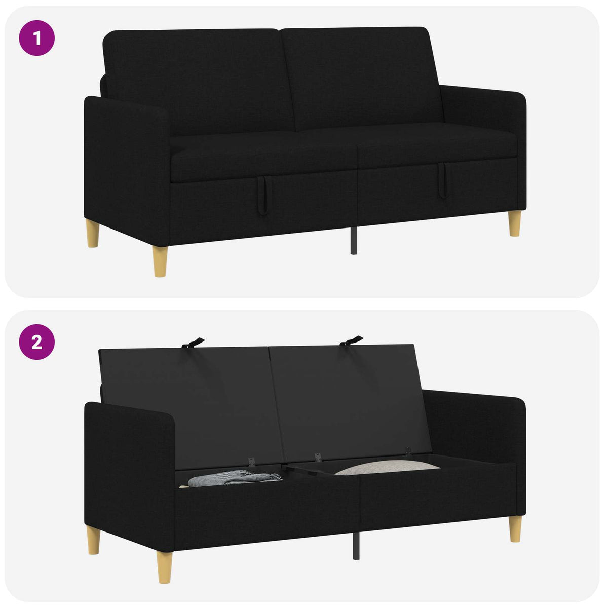 Sofa avec rangement Noir 172 x 78 x 87 cm Polyester - XIOS