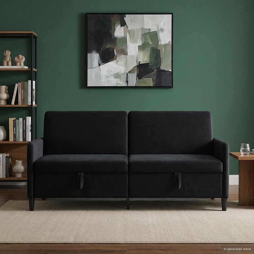 Sofa avec rangement Noir 192 x 78 x 87 cm Polyester - XIOS