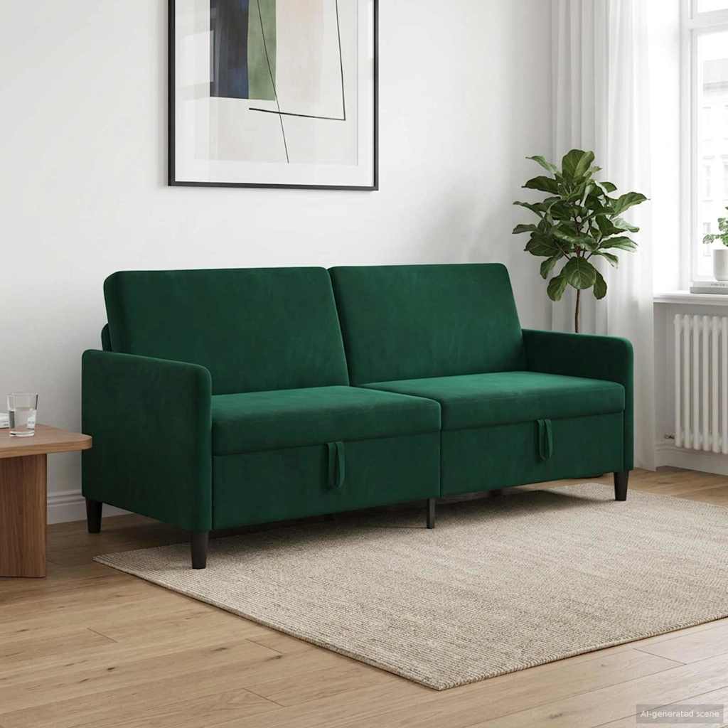 Sofa avec rangement Vert foncé 192 x 78 x 87 cm Polyester - XIOS
