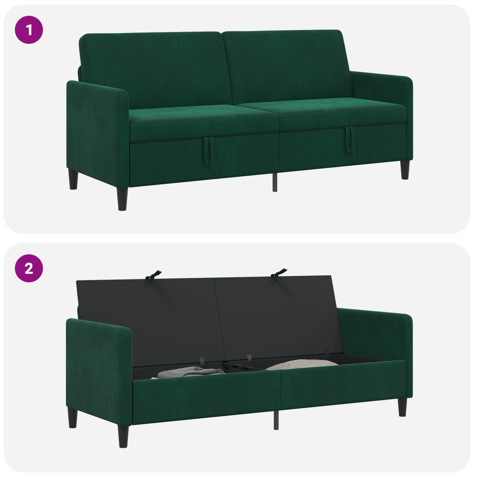 Sofa avec rangement Vert foncé 192 x 78 x 87 cm Polyester - XIOS