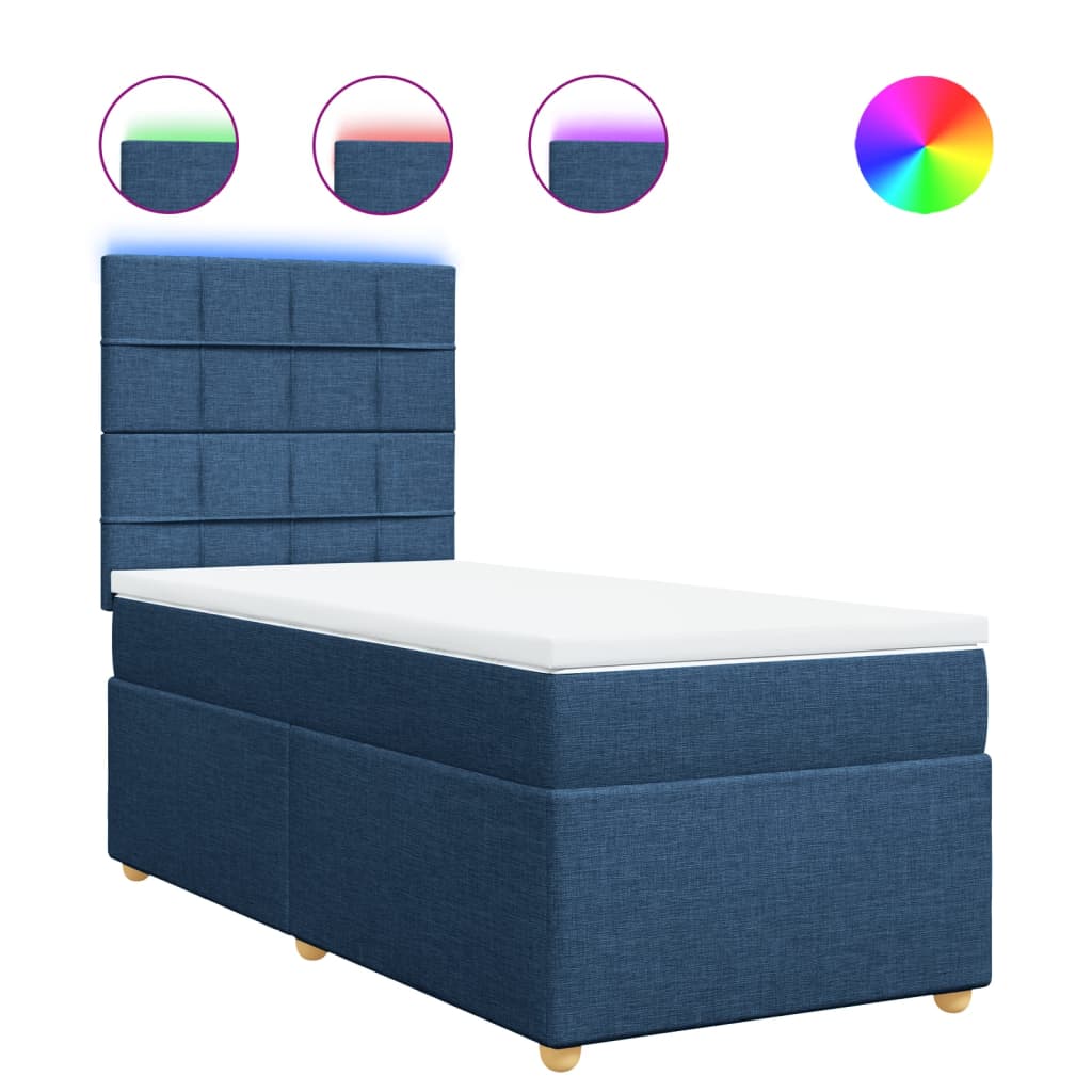 Sommier à lattes de lit avec matelas Bleu 90x200 cm Tissu - XIOS
