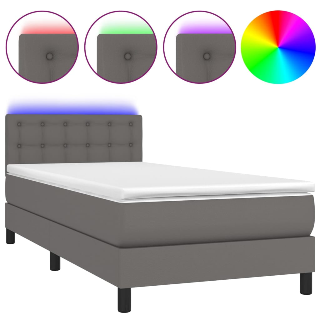 Sommier à lattes de lit avec matelas et LED Gris 100x200 cm - XIOS