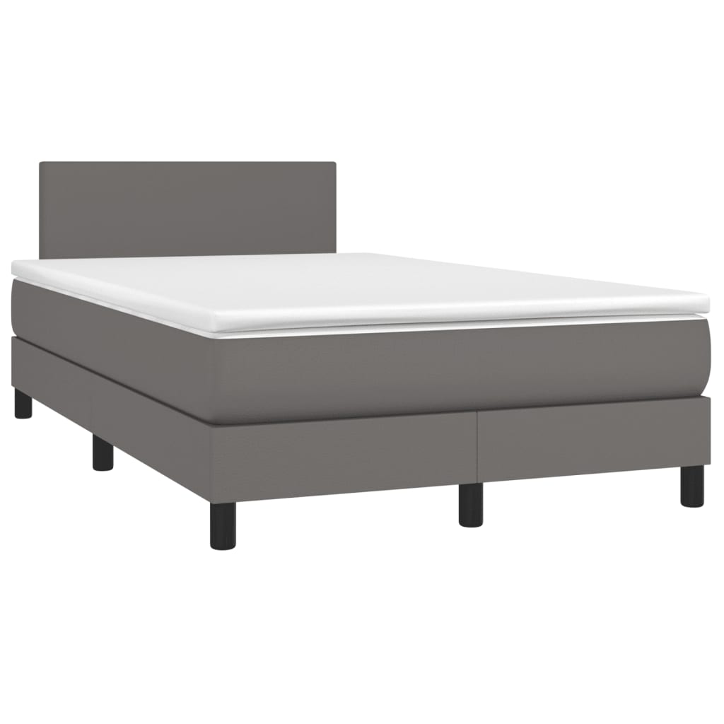 Sommier à lattes de lit avec matelas gris 120x190 cm similicuir - XIOS