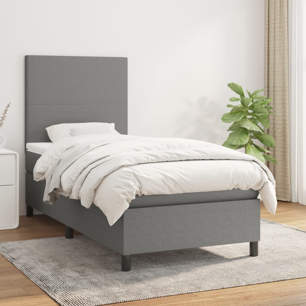 Sommier à lattes de lit avec matelas Gris foncé 100x200cm Tissu - XIOS