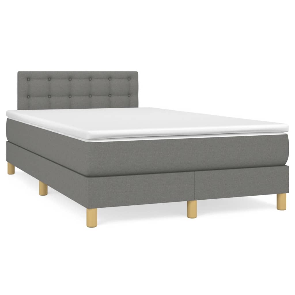 Sommier à lattes de lit avec matelas gris foncé 120x190cm tissu - XIOS
