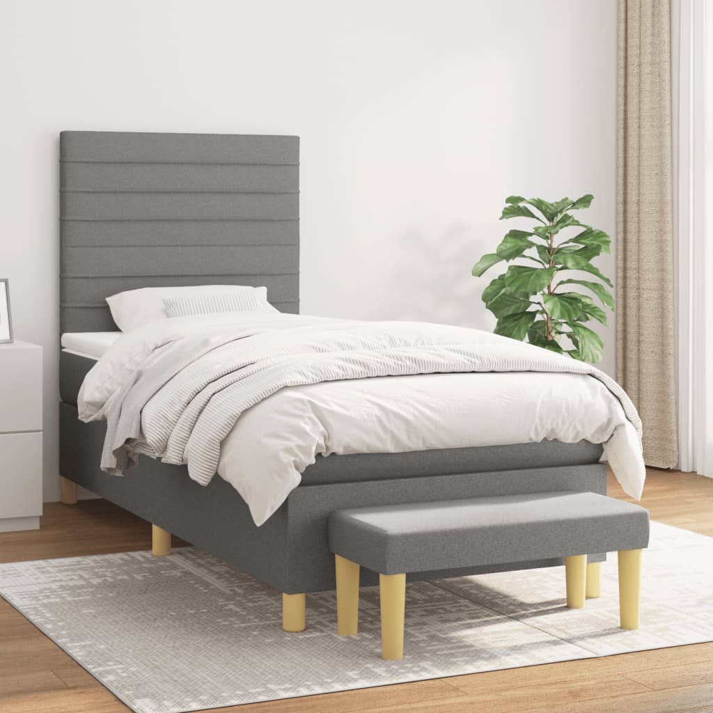 Sommier à lattes de lit avec matelas Gris foncé 80x200 cm Tissu - XIOS