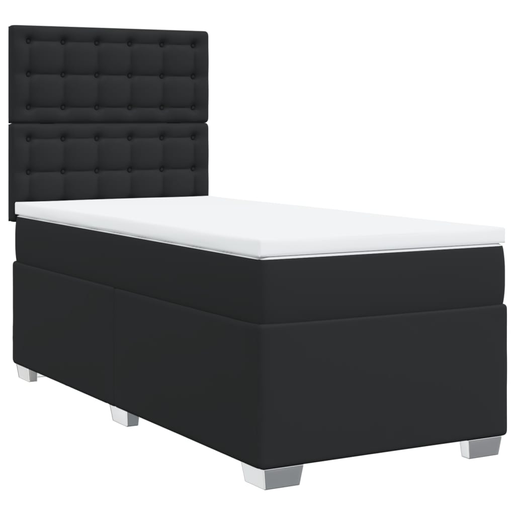 Sommier à lattes de lit avec matelas Noir 90x190 cm Similicuir - XIOS