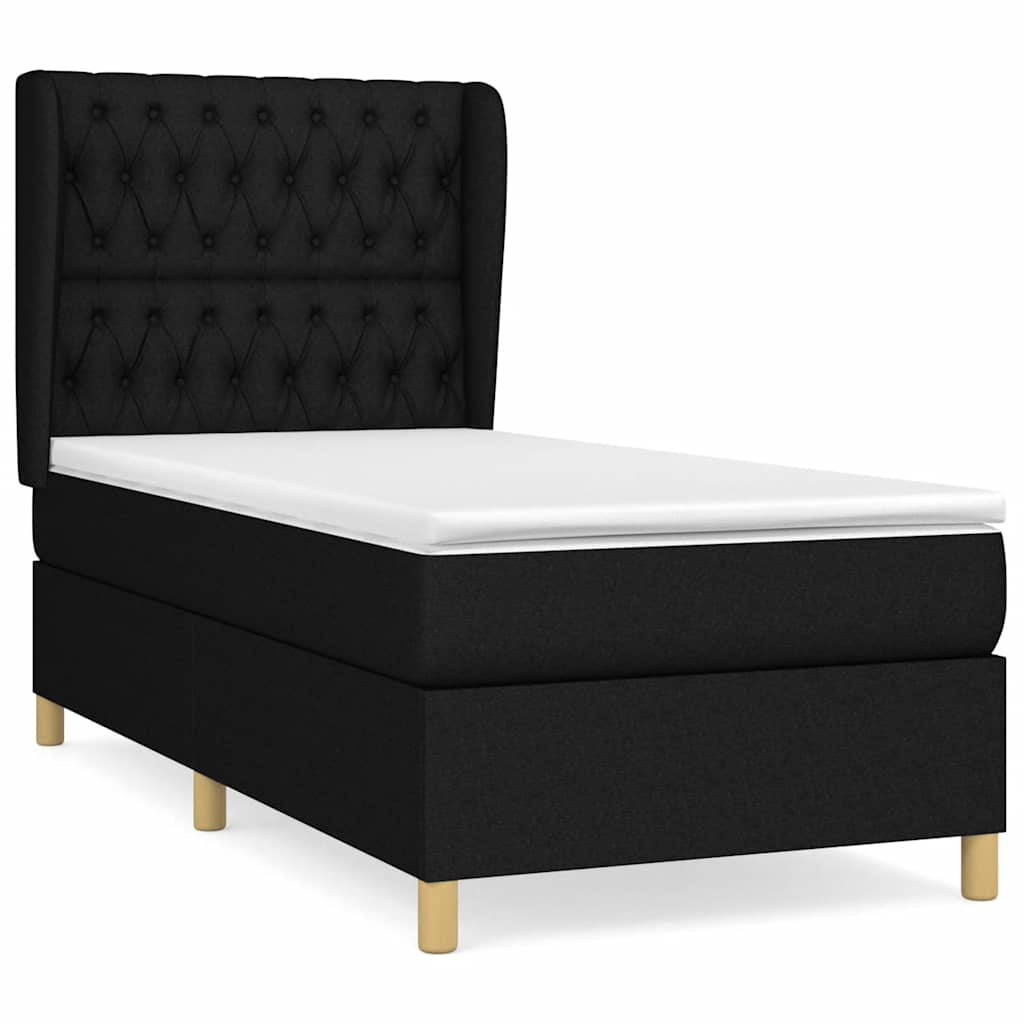 Sommier à lattes de lit avec matelas Noir 90x190 cm Tissu - XIOS