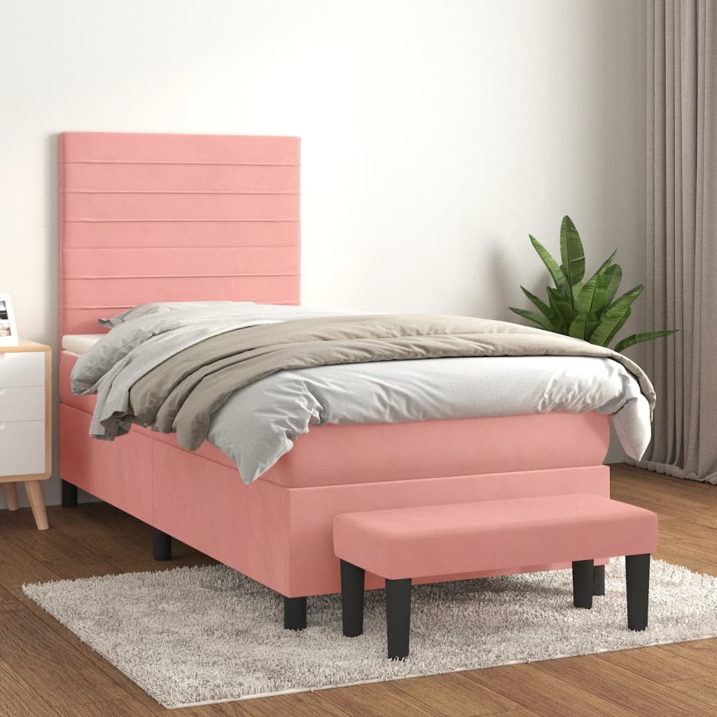 Sommier à lattes de lit avec matelas Rose 100x200 cm Velours - XIOS