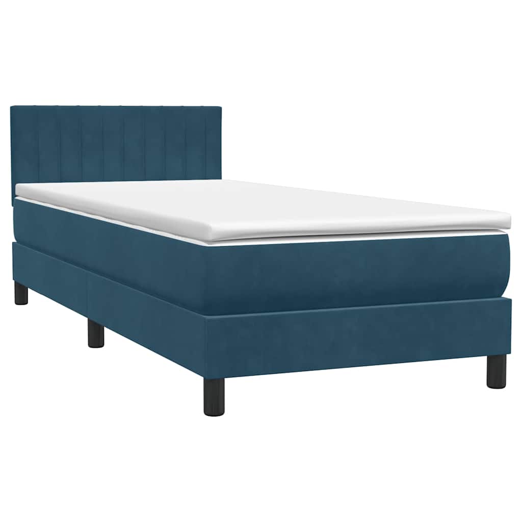 Sommier à lattes de lit et matelas bleu foncé 80x220 cm velours - XIOS