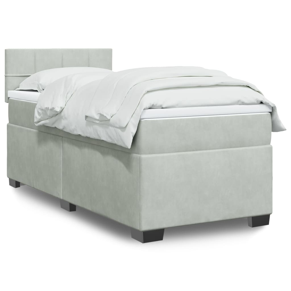 Sommier à lattes de lit et matelas Gris clair 100x200cm Velours - XIOS