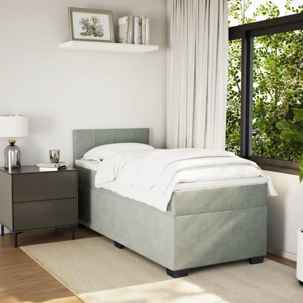 Sommier à lattes de lit et matelas Gris clair 100x200cm Velours - XIOS