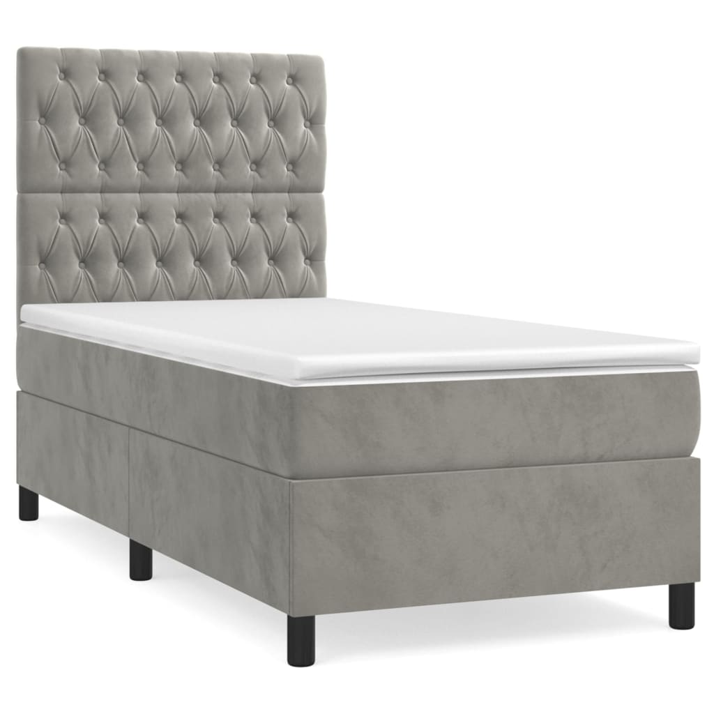 Sommier à lattes de lit et matelas Gris clair 100x200cm Velours - XIOS