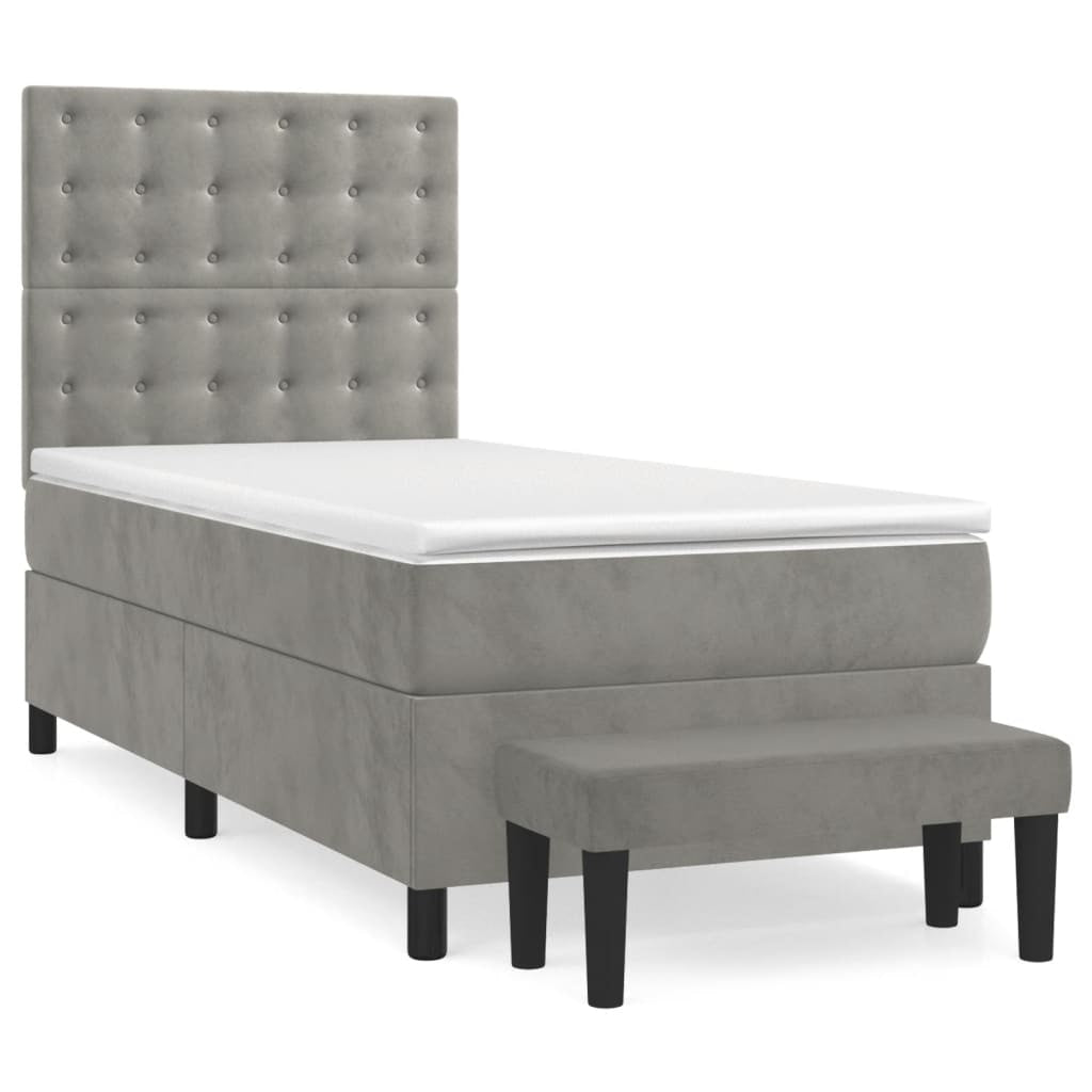 Sommier à lattes de lit et matelas Gris clair 90x190 cm Velours - XIOS