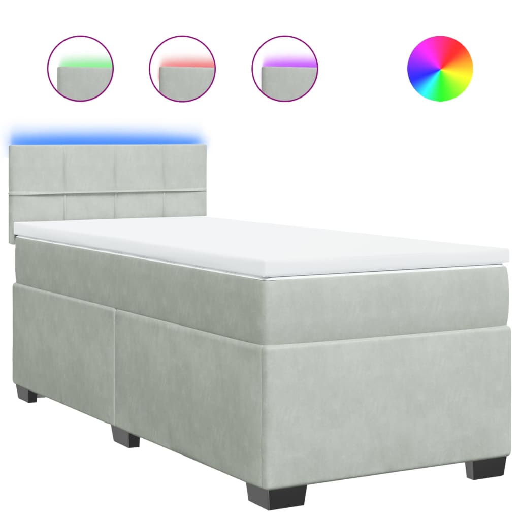 Sommier à lattes de lit et matelas Gris clair 90x200 cm Velours - XIOS