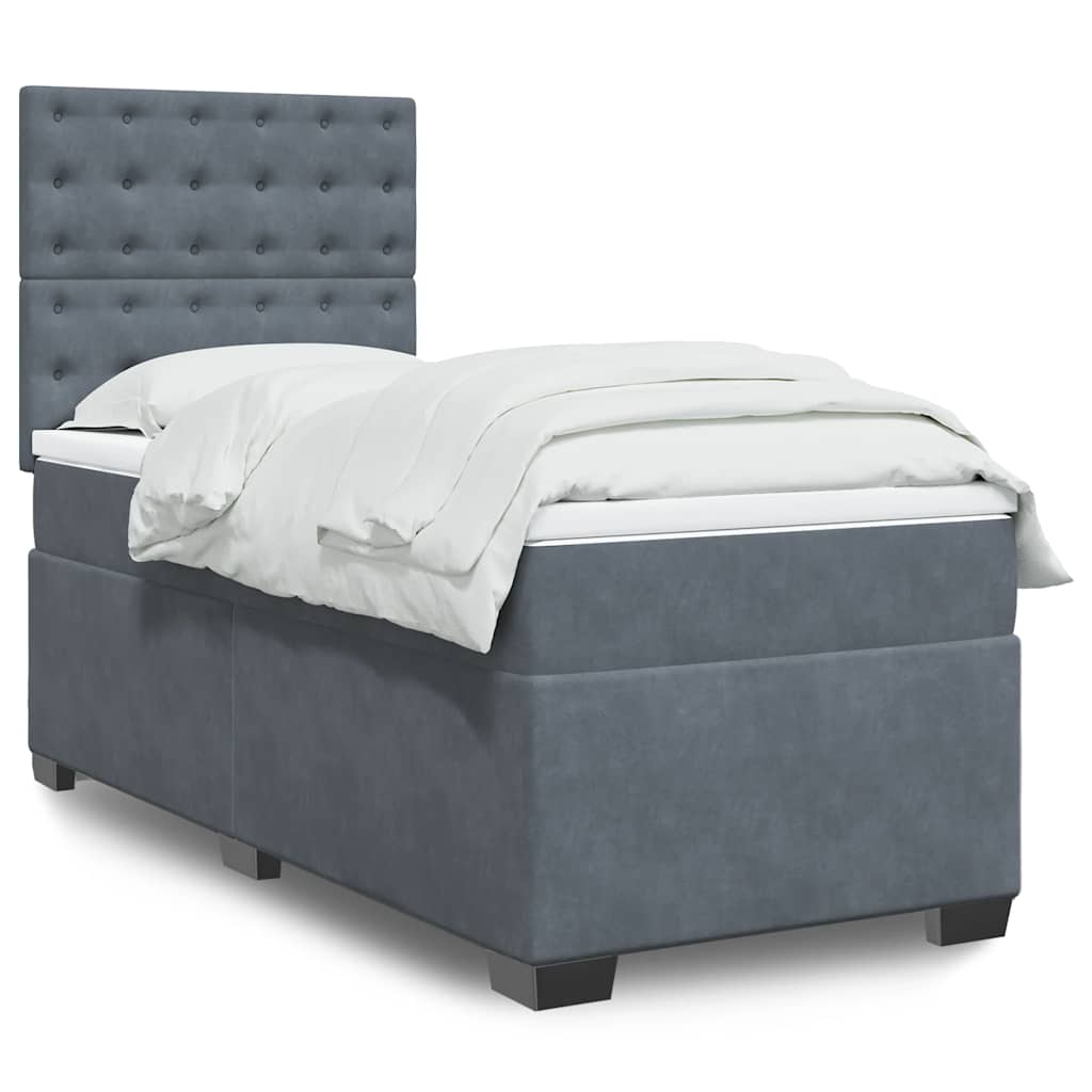 Sommier à lattes de lit et matelas Gris foncé 90x190 cm Velours - XIOS