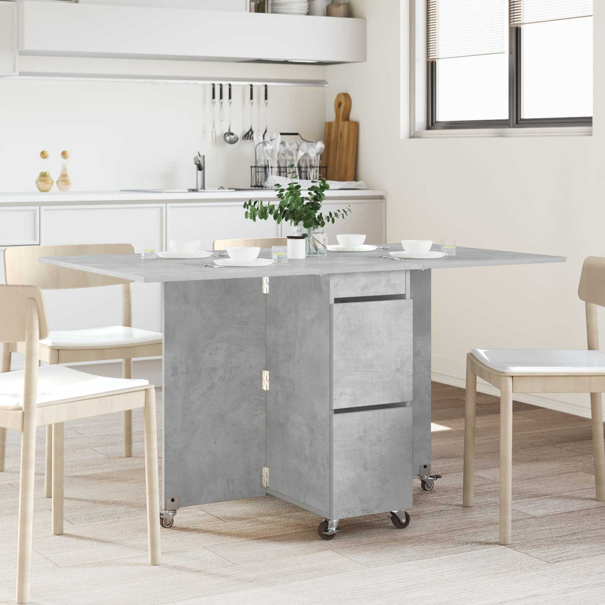Table à dîner 140 x 80 x 77 cm Bois d'ingénierie Gris béton - XIOS
