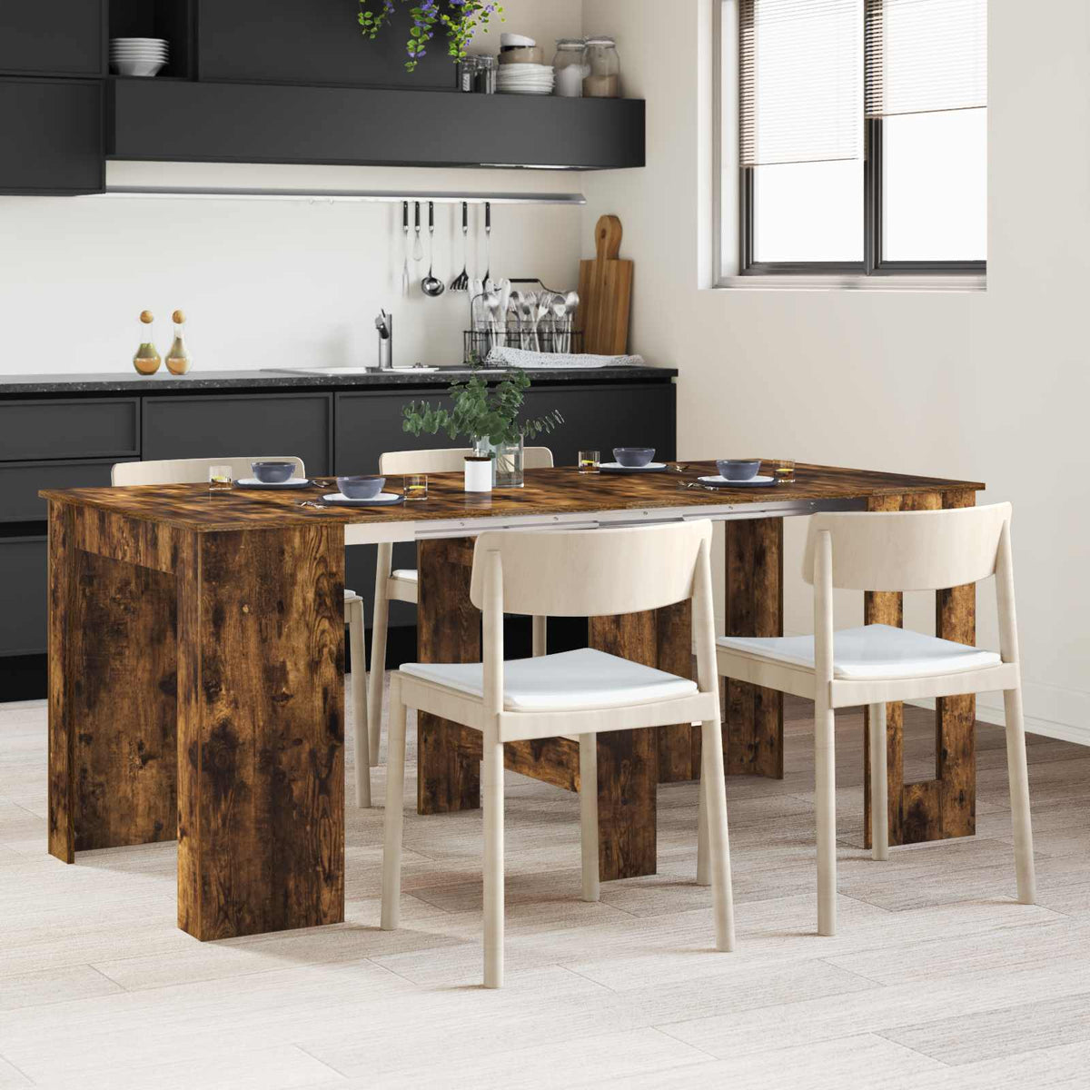 Table à dîner 180 x 85 x 75 cm Bois d'ingénierie Chêne fumé - XIOS