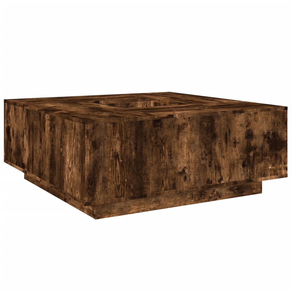 Table basse chêne fumé 100x100x40 cm bois d'ingénierie - XIOS