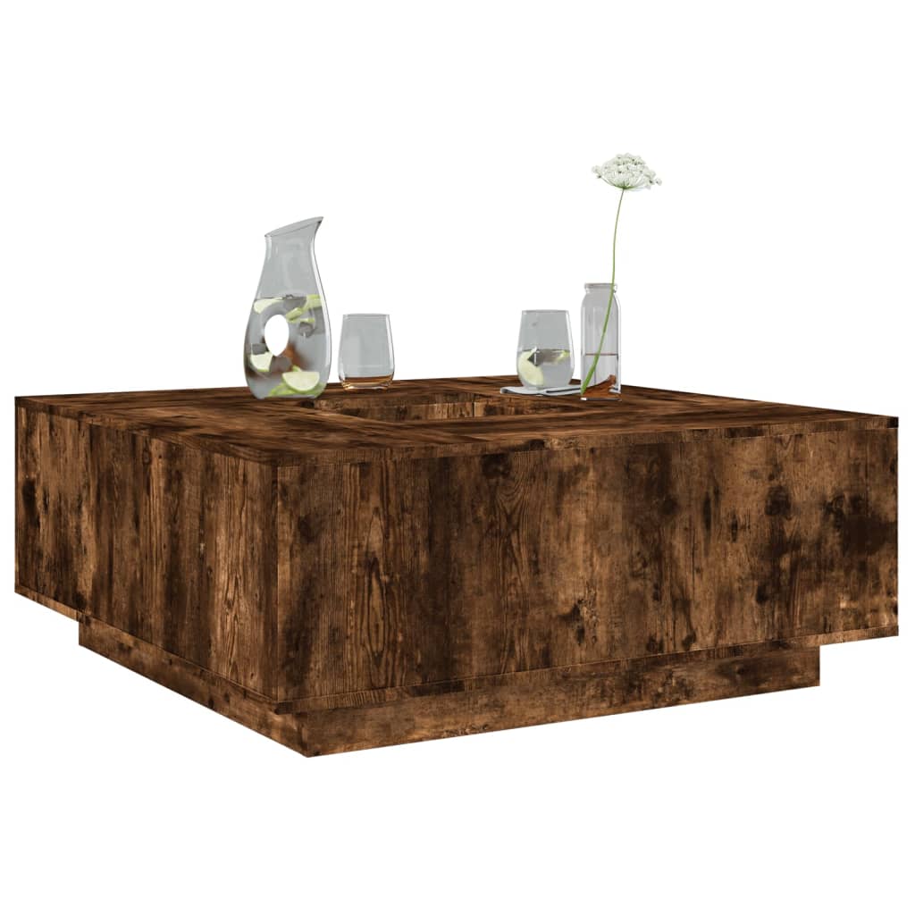 Table basse chêne fumé 100x100x40 cm bois d'ingénierie - XIOS