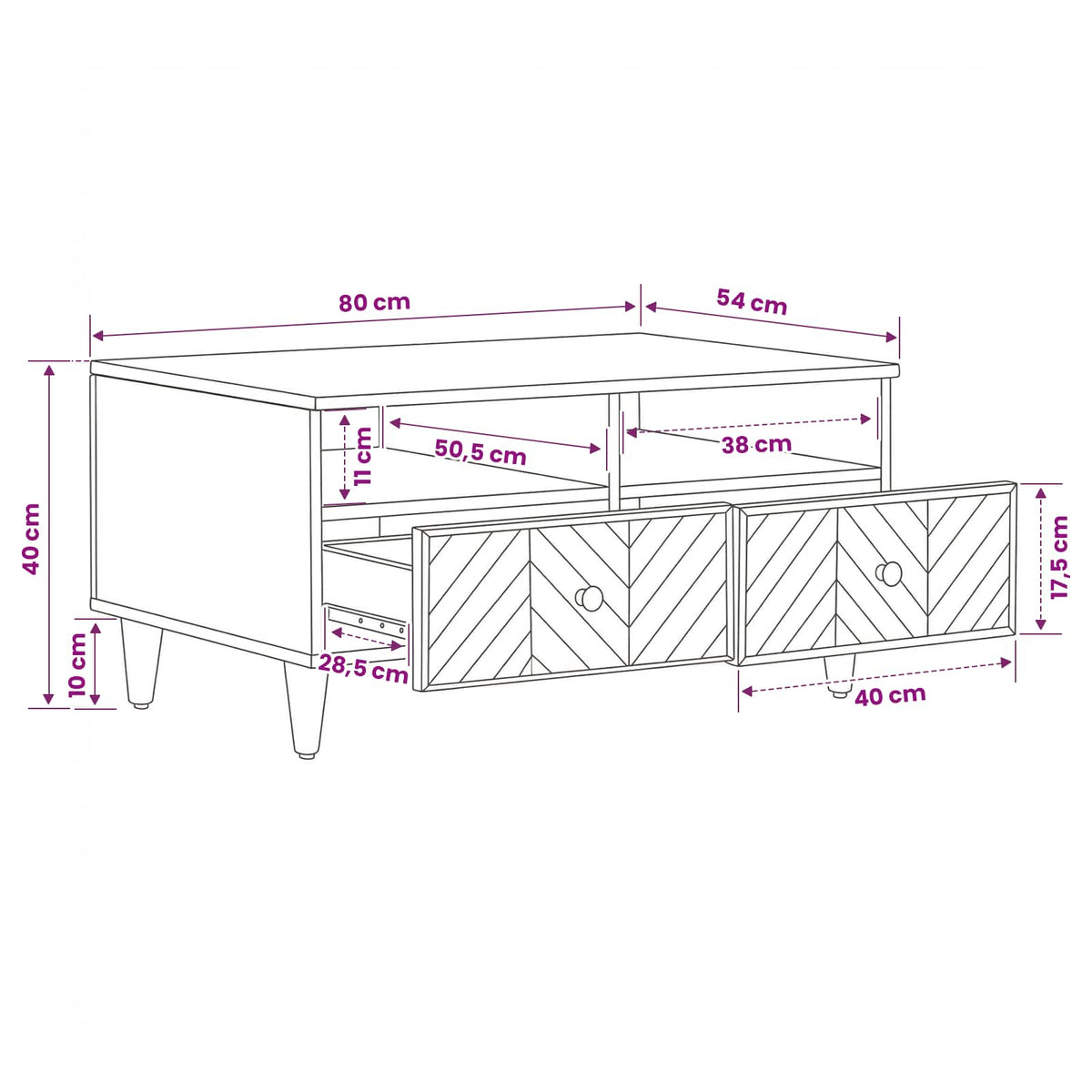 Table basse Marron 80 x 54 x 40 cm Bois de mangue massif - XIOS