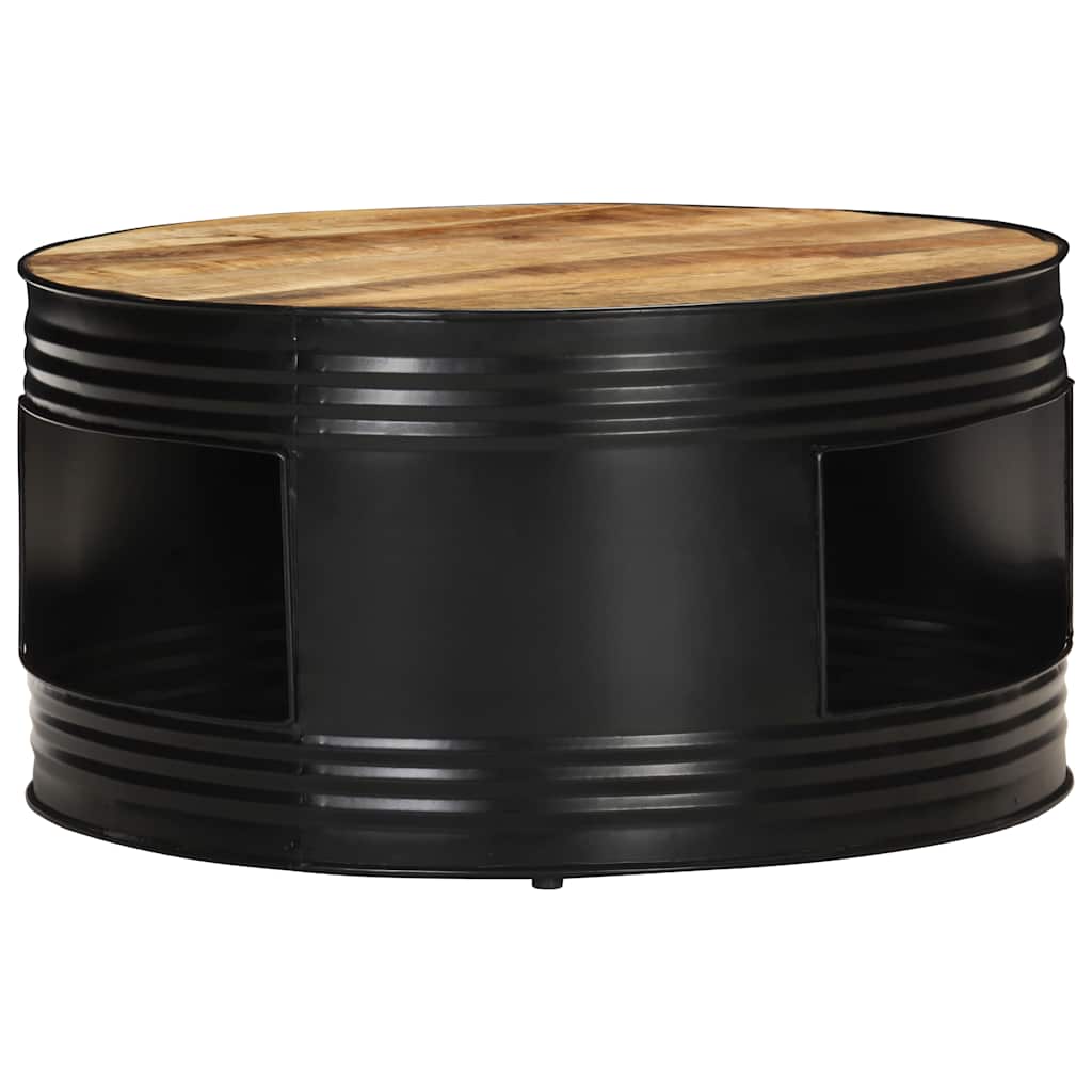 Table basse Noir 68x68x36 cm Bois massif de manguier brut - XIOS