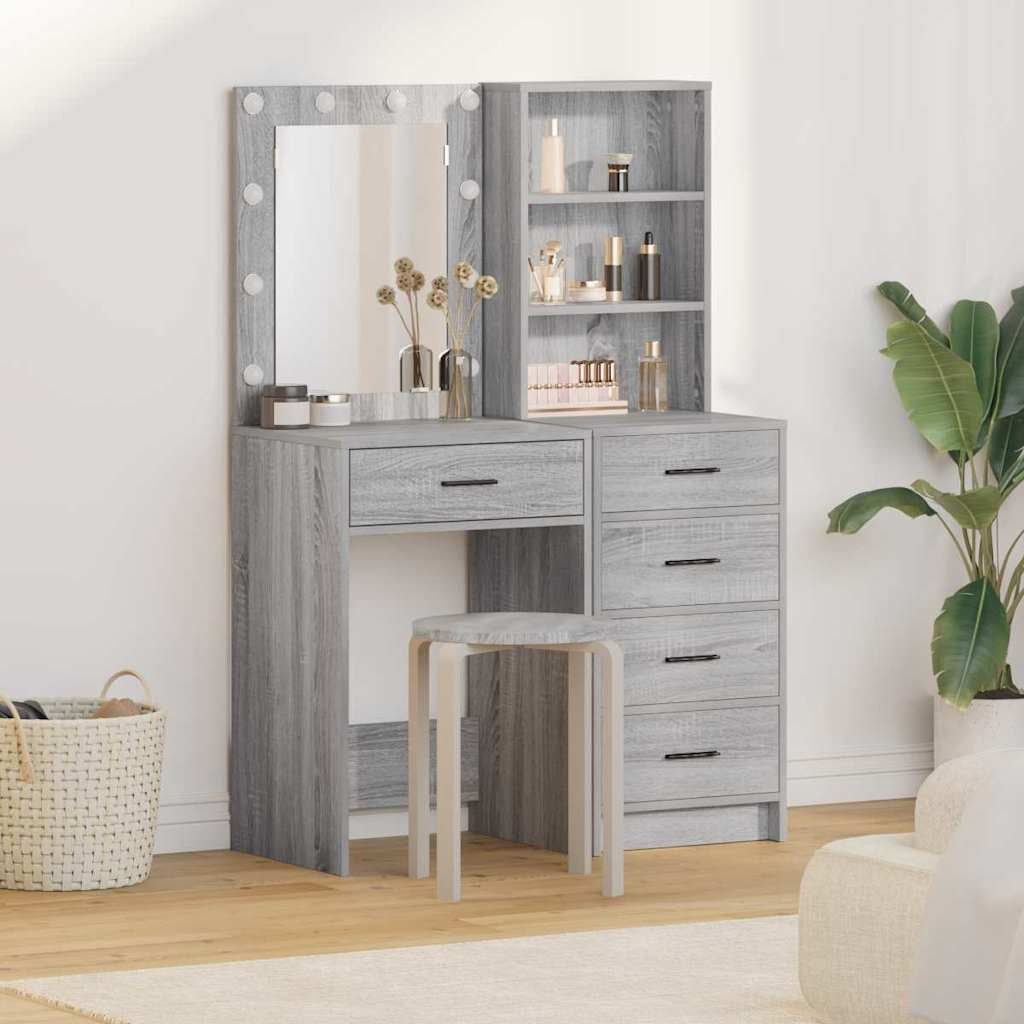 Table de Toilette 2 pc Gris 50 x 41 x 135 cm Bois d’ingénierie - XIOS