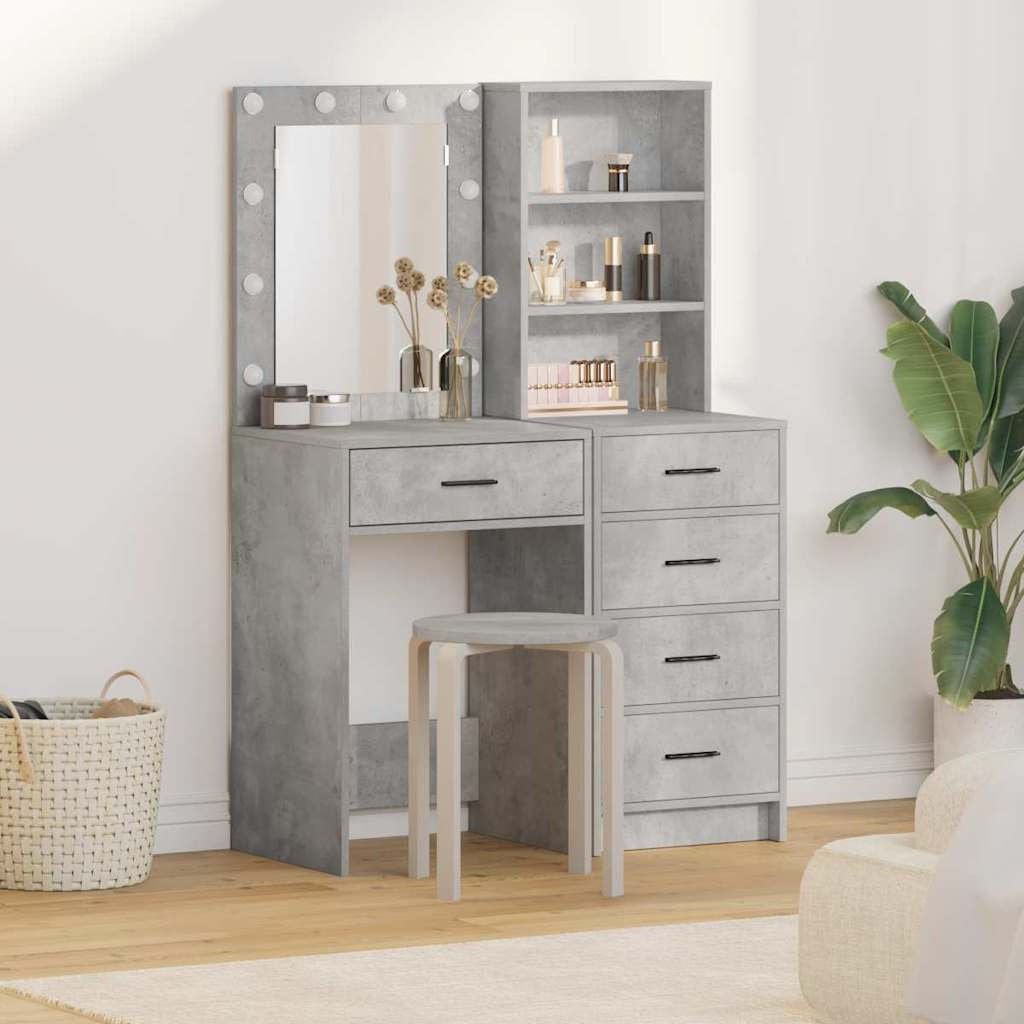 Table de Toilette 2 pc Gris 50 x 41 x 135 cm Bois d’ingénierie - XIOS