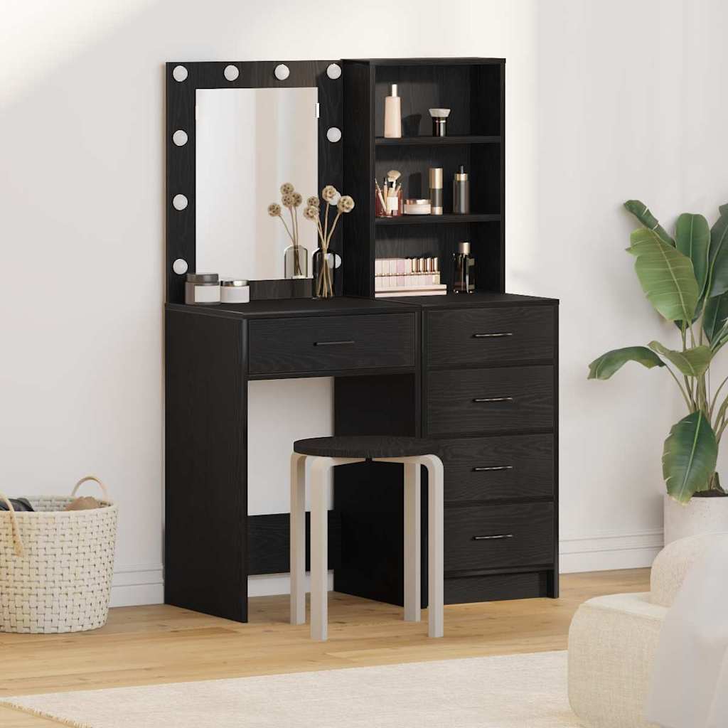 Table de Toilette 2 pc Noir 50 x 41 x 135 cm Bois d'ingénierie - XIOS
