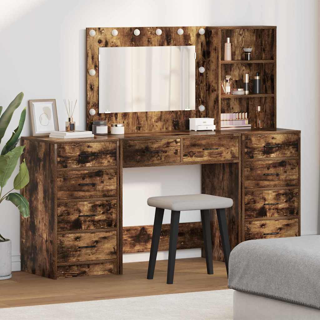 Table de Toilette 3 pc Chêne fumé 78,5 x 41 x 135 cm - XIOS