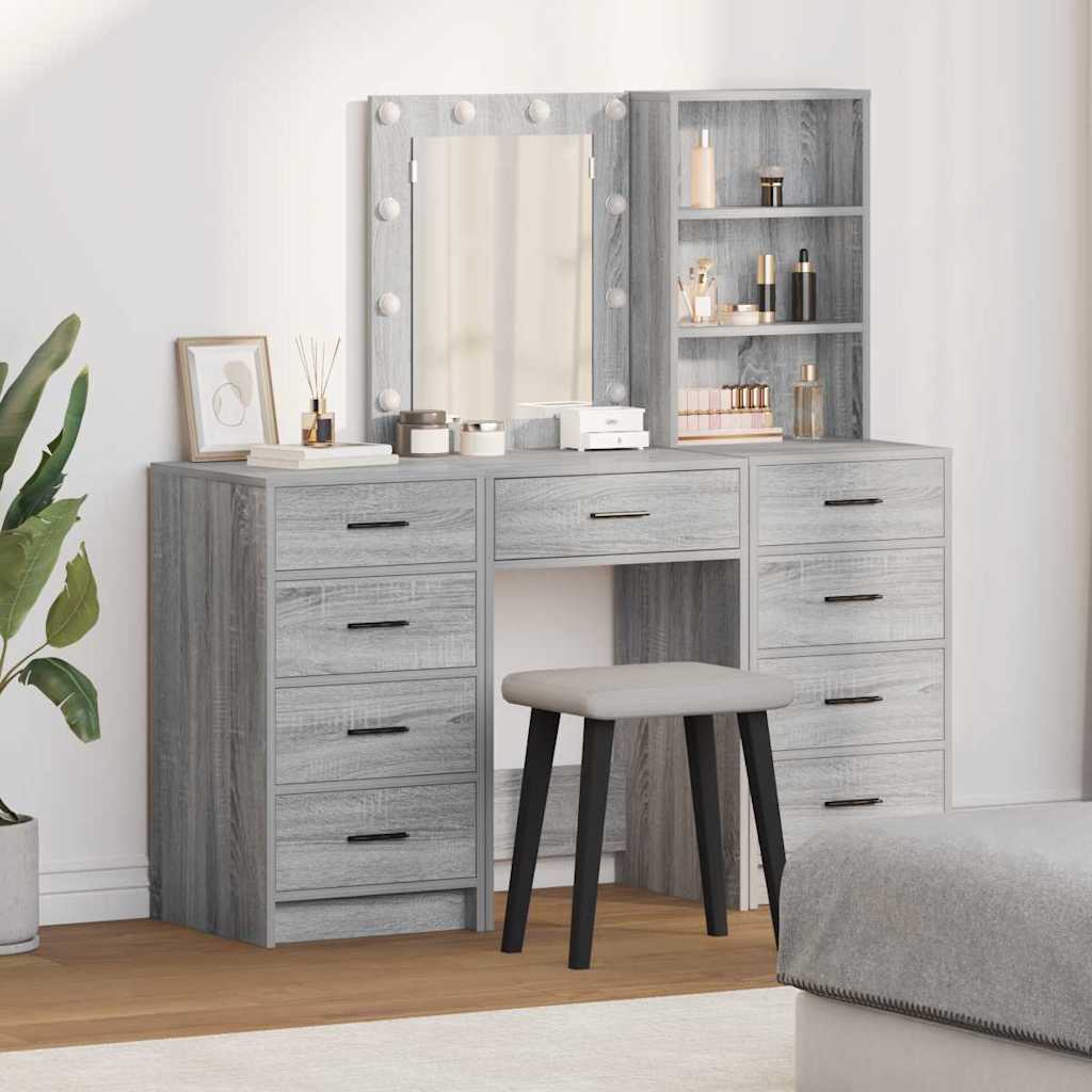Table de Toilette 3 pc Gris 40 x 41 x 135 cm Bois d'ingénierie - XIOS