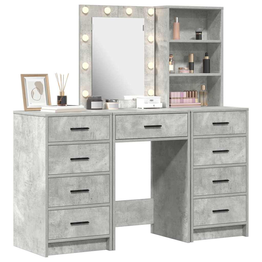 Table de Toilette 3 pc Gris 40 x 41 x 135 cm Bois d'ingénierie - XIOS