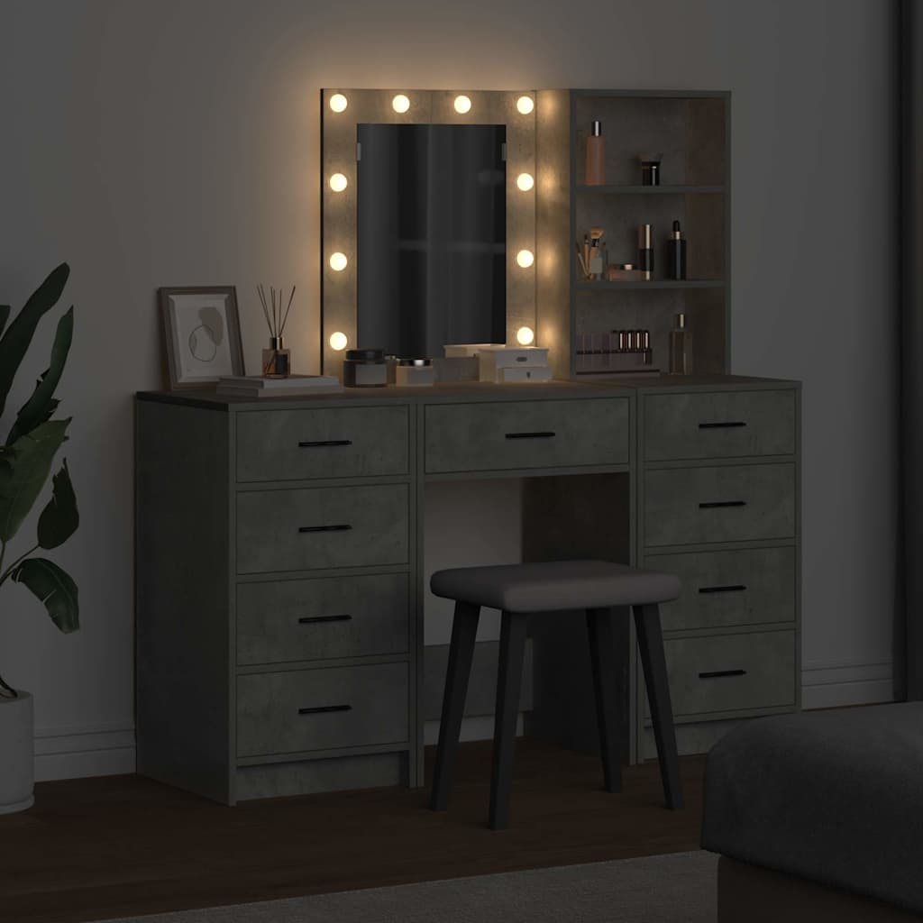 Table de Toilette 3 pc Gris 40 x 41 x 135 cm Bois d'ingénierie - XIOS