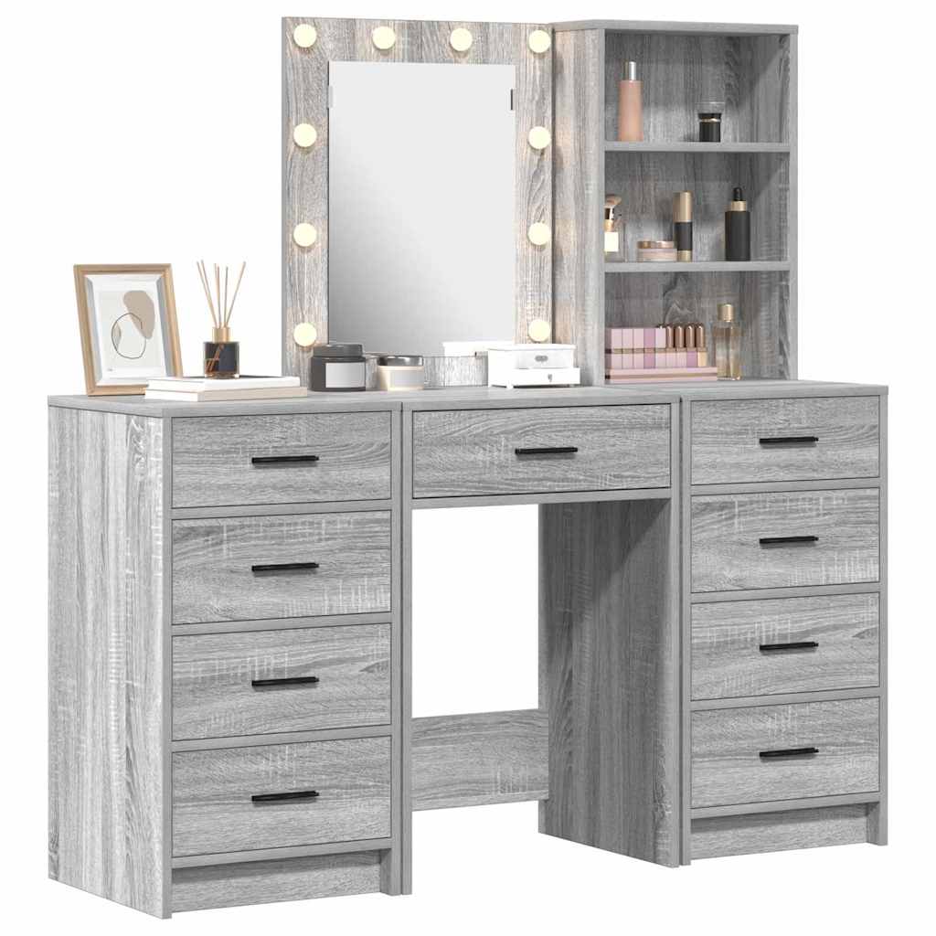 Table de Toilette 3 pc Gris 40 x 41 x 135 cm Bois d'ingénierie - XIOS