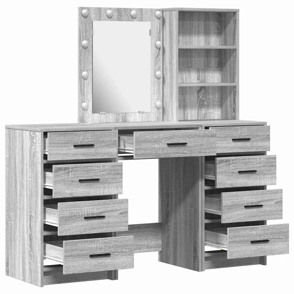 Table de Toilette 3 pc Gris 40 x 41 x 135 cm Bois d'ingénierie - XIOS
