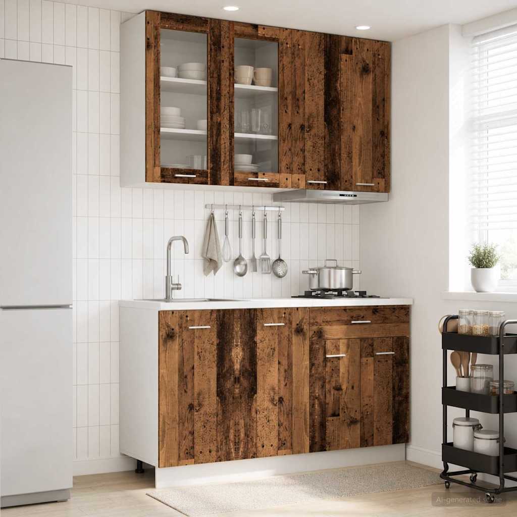 Unité de cuisine LYON 4 pc Bois ancien Bois d'ingénierie - XIOS