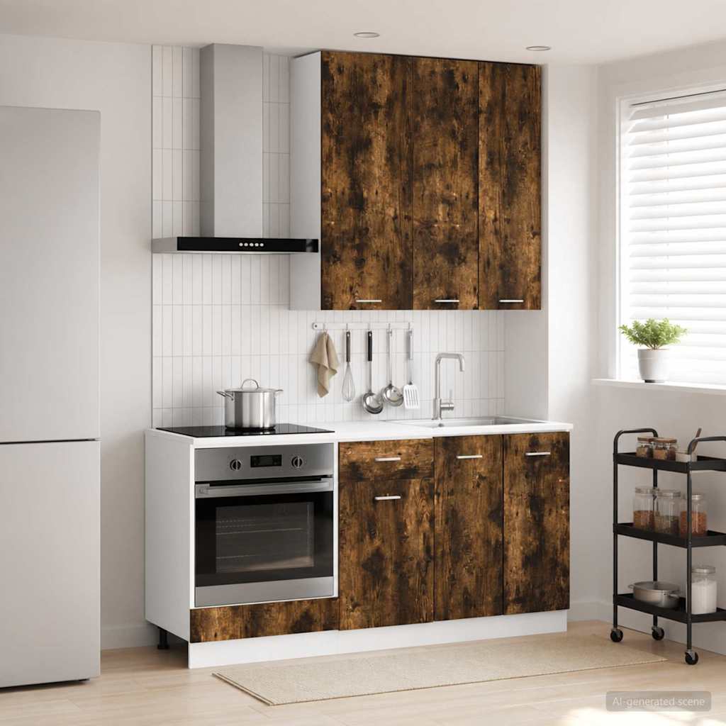 Unité de cuisine LYON 5 pc Chêne fumé Bois d'ingénierie - XIOS