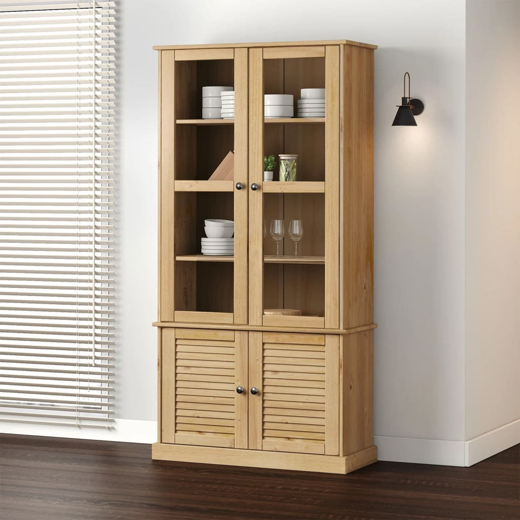 Vitrine en verre VIGO 85x35x170 cm bois massif de pin - XIOS