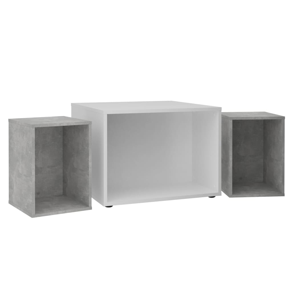 FMD Table basse avec 2 tables d'appoint 67,5x67,5x50 cm Blanc et béton Tables basses FMD   
