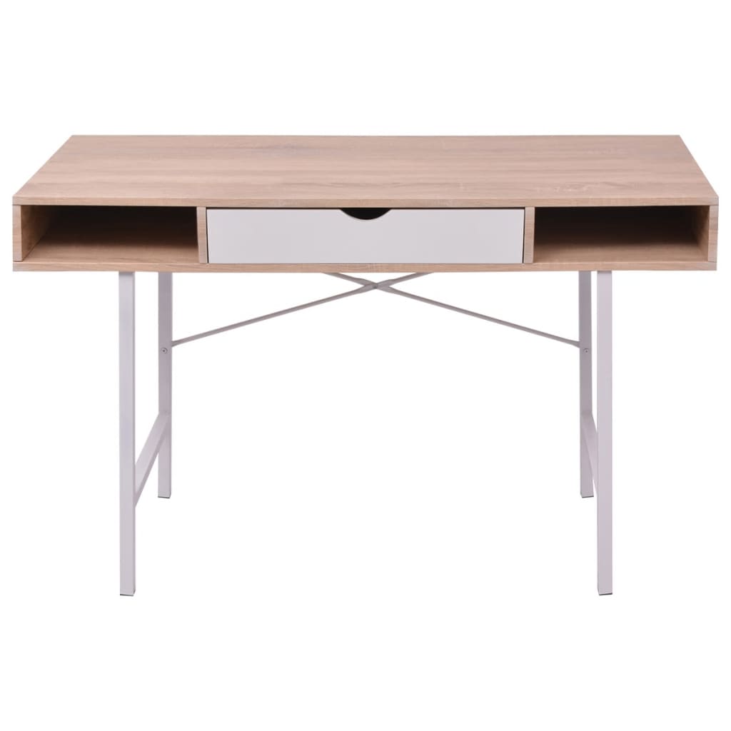 Bureau avec 1 compartiment Chêne et blanc Bureaux vidaXL   