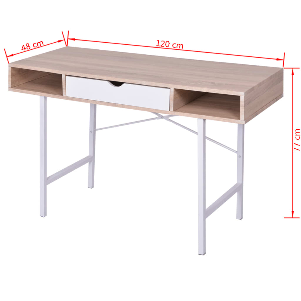 Bureau avec 1 compartiment Chêne et blanc Bureaux vidaXL   