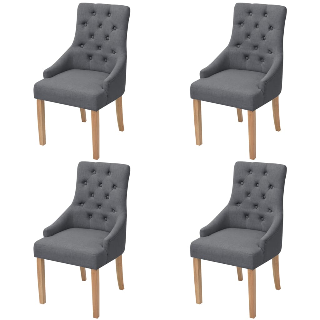 Chaises à manger lot de 4 gris foncé tissu Chaises de cuisine vidaXL   