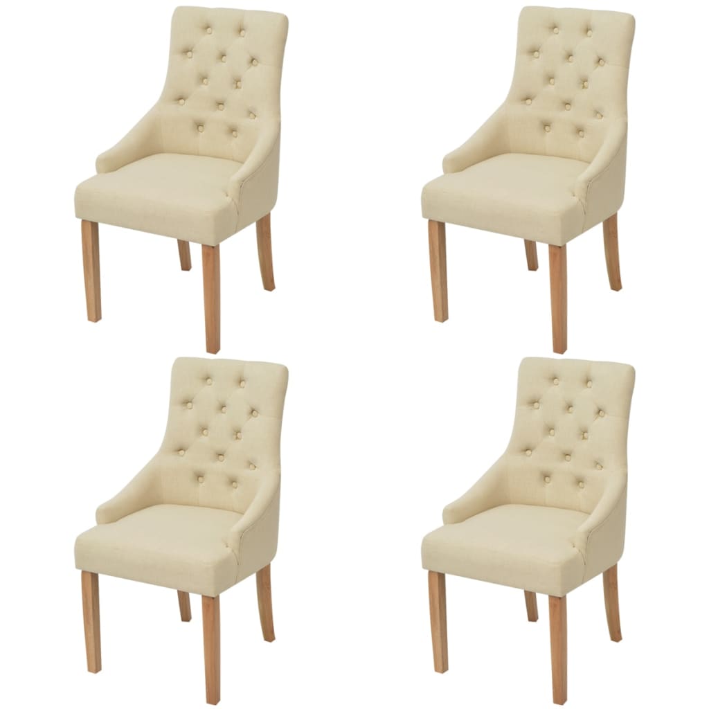 Chaises à manger lot de 4 crème tissu Chaises de cuisine vidaXL   