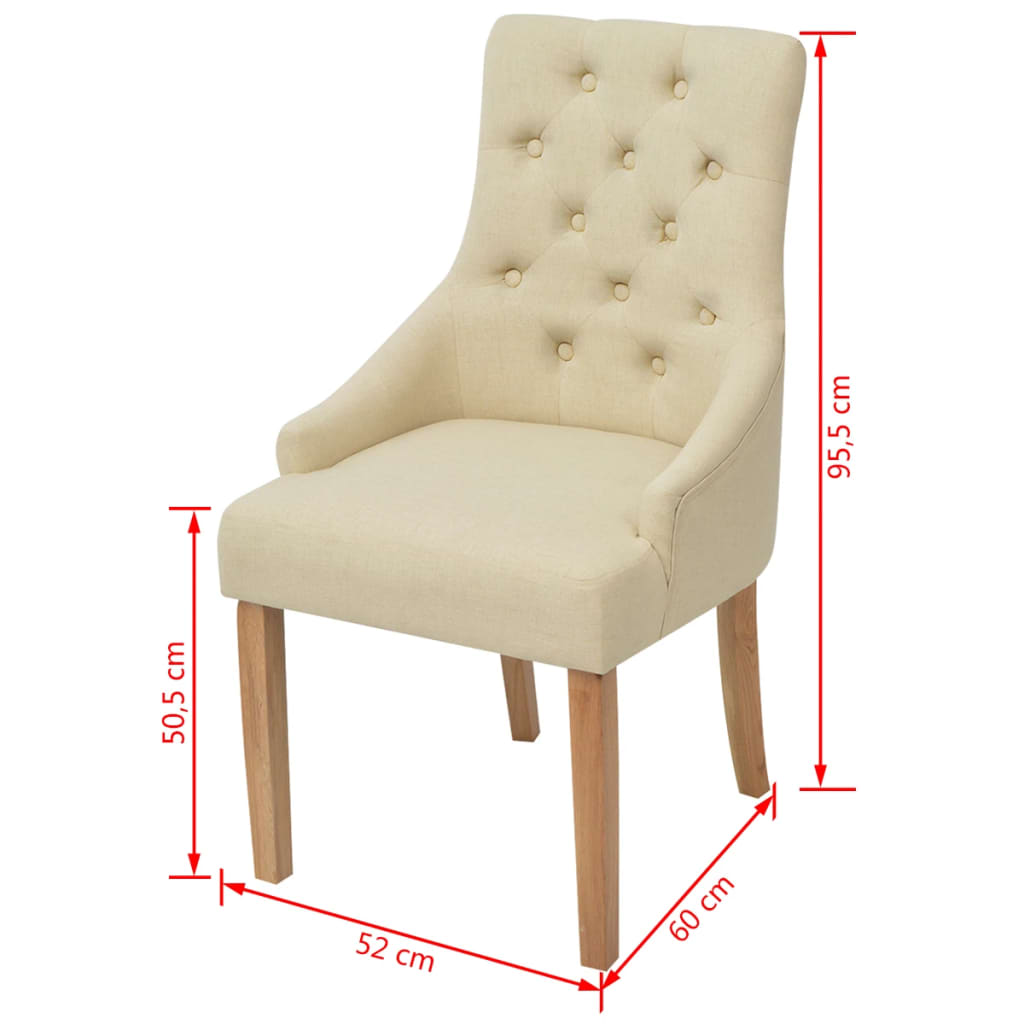 Chaises à manger lot de 4 crème tissu Chaises de cuisine vidaXL   