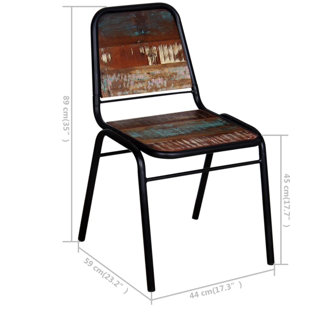 Chaises à manger lot de 6 bois de récupération solide Chaises de cuisine vidaXL   