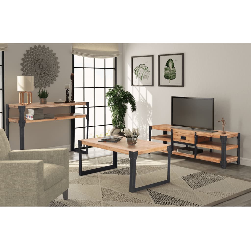Mobilier de salon 3 pièces Bois d'acacia massif Ensembles de meubles de salon-séjour vidaXL   