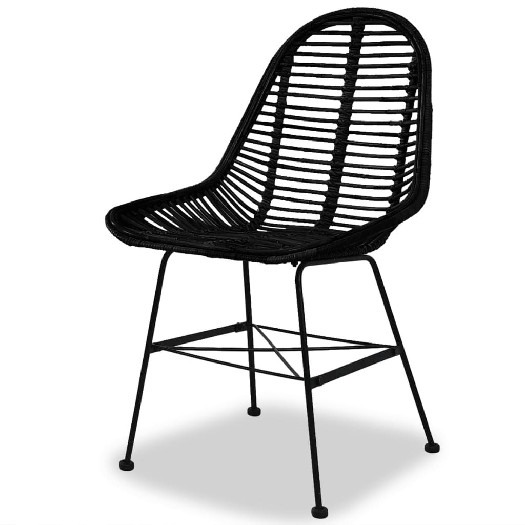 Chaises à manger lot de 2 noir rotin naturel Chaises de cuisine vidaXL   