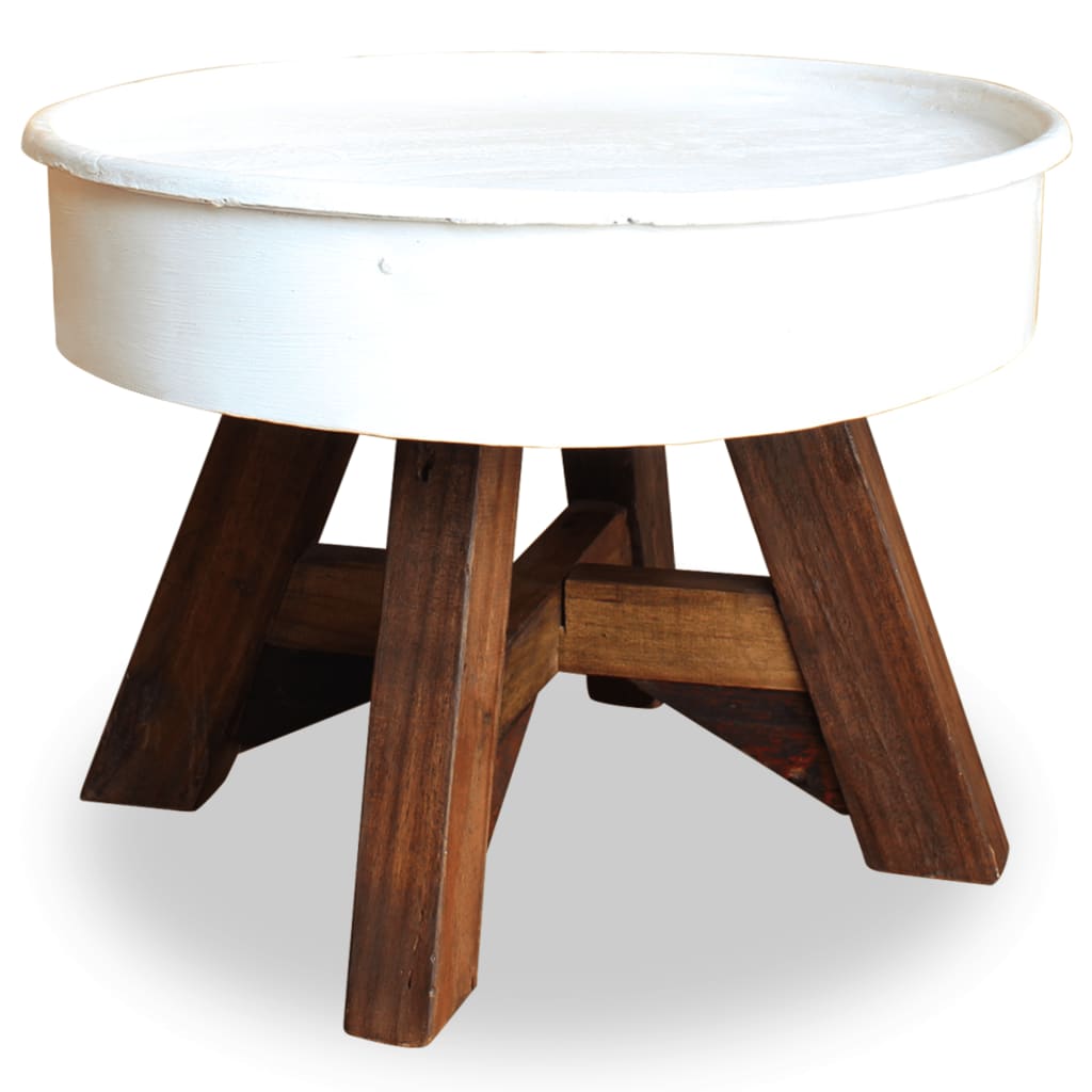 Table basse Bois de récupération massif 60 x 45 cm Blanc Tables basses vidaXL   
