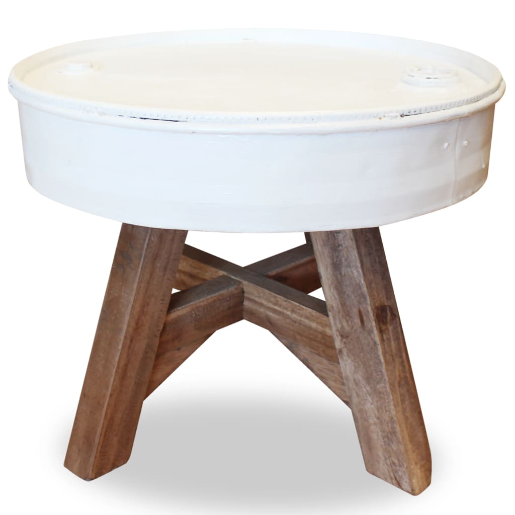 Table basse Bois de récupération massif 60 x 45 cm Blanc Tables basses vidaXL   
